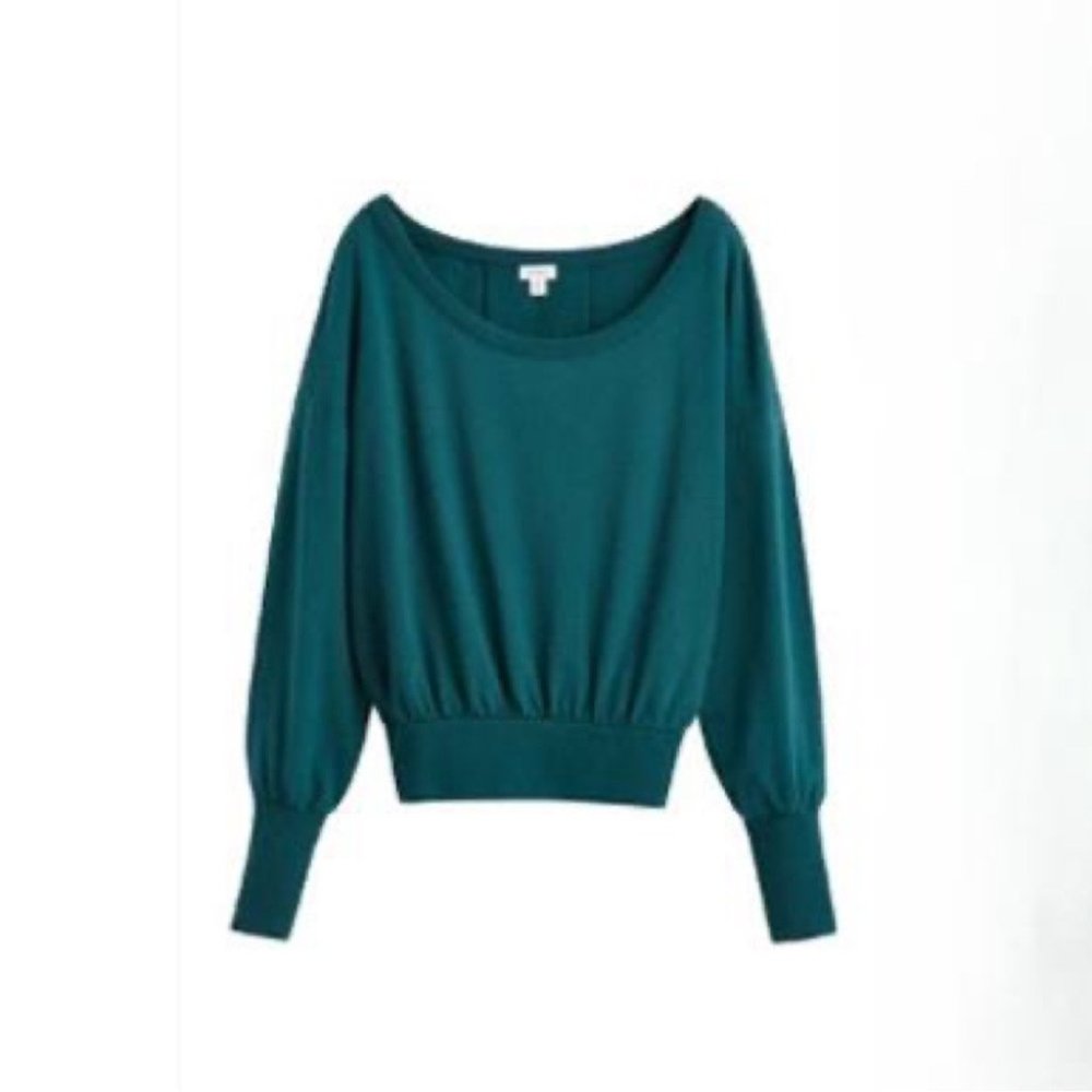 Cuyana French Terry Boatneck Sweatshirt In Deep Ocean Teal